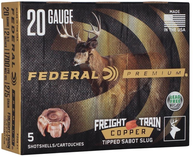 Federal Premium 20 Gauge 2 3/4&quot; 275 Grain Freight Train Copper Tipped Sabot Slug (5 Rounds)