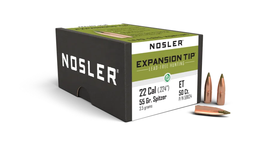Nosler Expansion Tip 22 Cal .224 55 Grain Spitzer (50 Count)