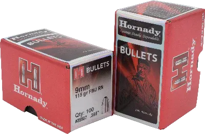 Hornady Bullets 9mm 115 Grain FMJ-RN .355" (100 Count)