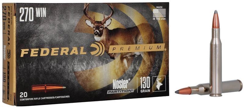 Federal Premium Vital-Shok 270 Win Nosler Partition 130 Grain(20 Rounds)