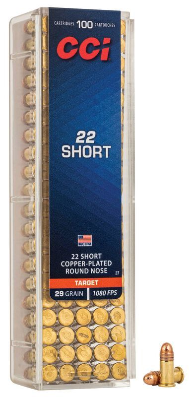 CCI 22 Short Copper Plated Round Nose 29 Grain (100 Rounds)