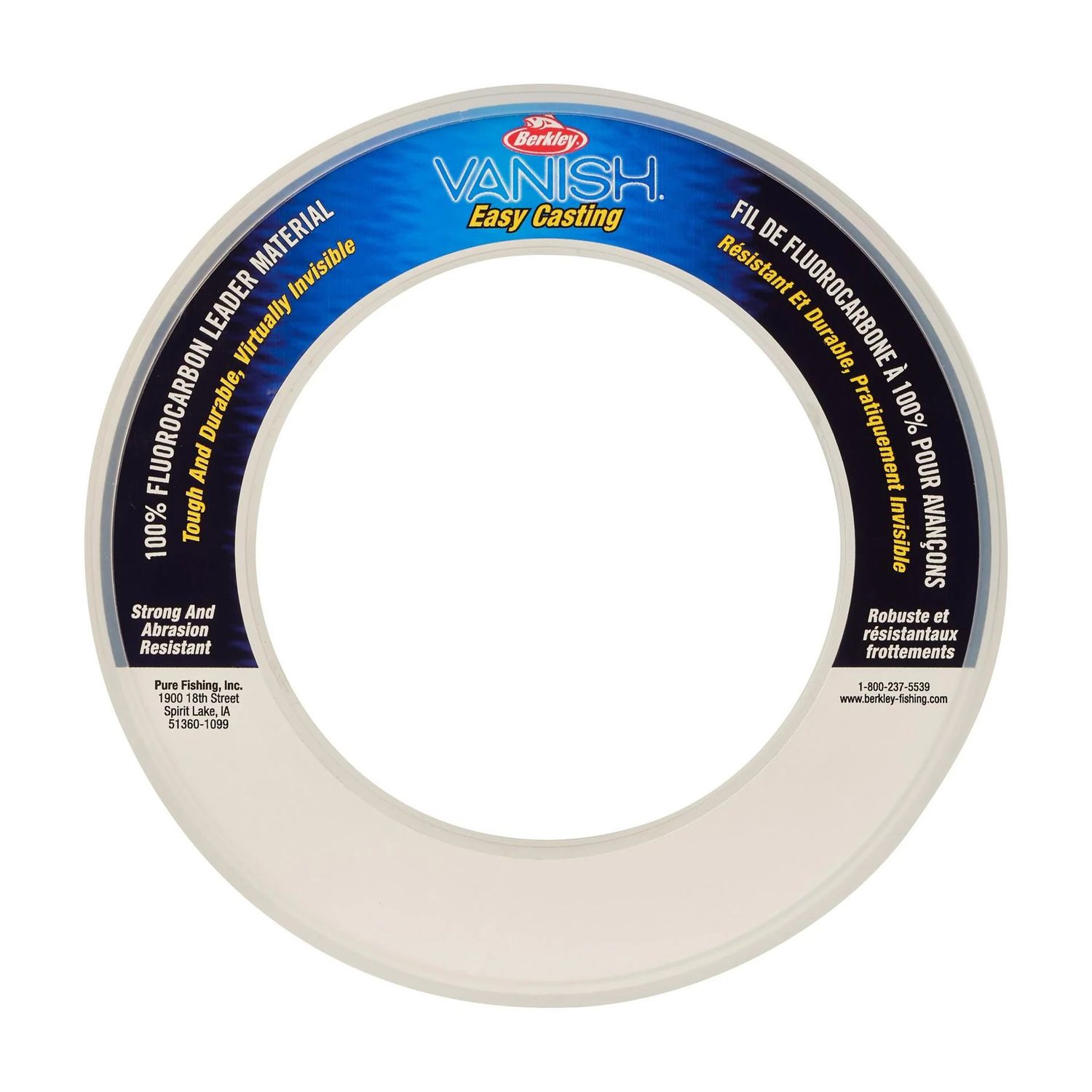 Berkley VLMC60-15 Vanish Fluorocarbon Leader 60lb 30yd Wrist Spool Clear