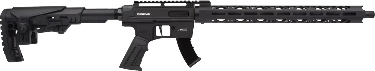 Derya TM22 22 LR 18&quot; Barrel Black Adjustable Stock 2 10-Round Magazines Semi-Auto Rifle