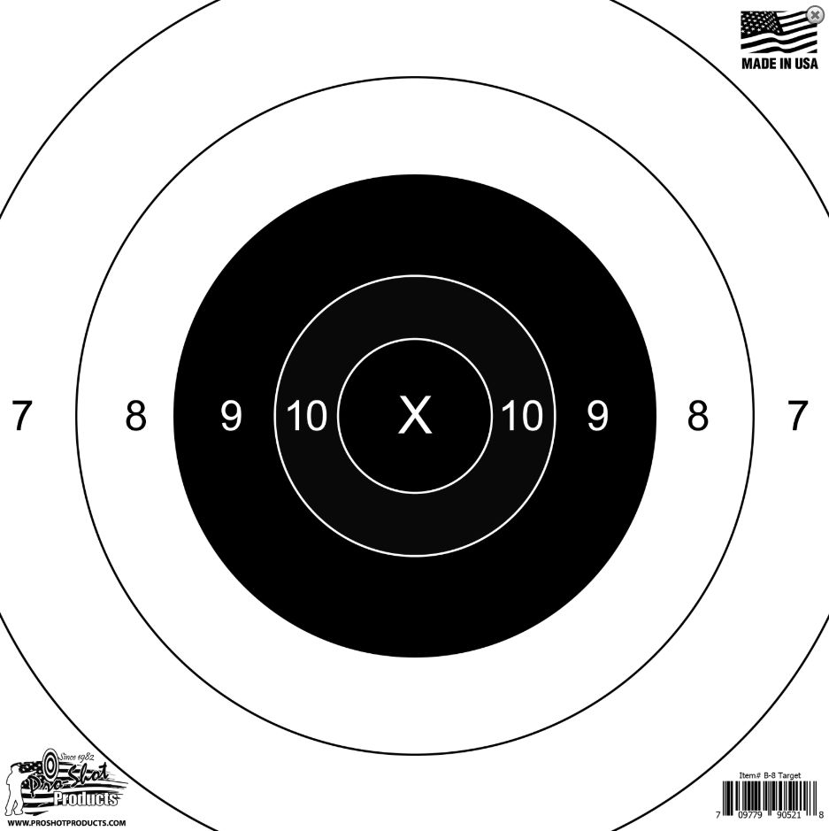 Proshot B-8 Bullseye Heavy Paper Target 12PK