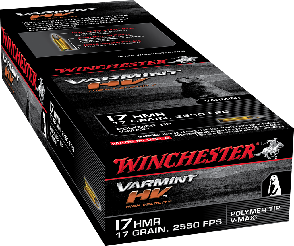 Winchester Varmint HV 17HMR 17 Grain Polymer Tip V-Max (50-Rounds)
