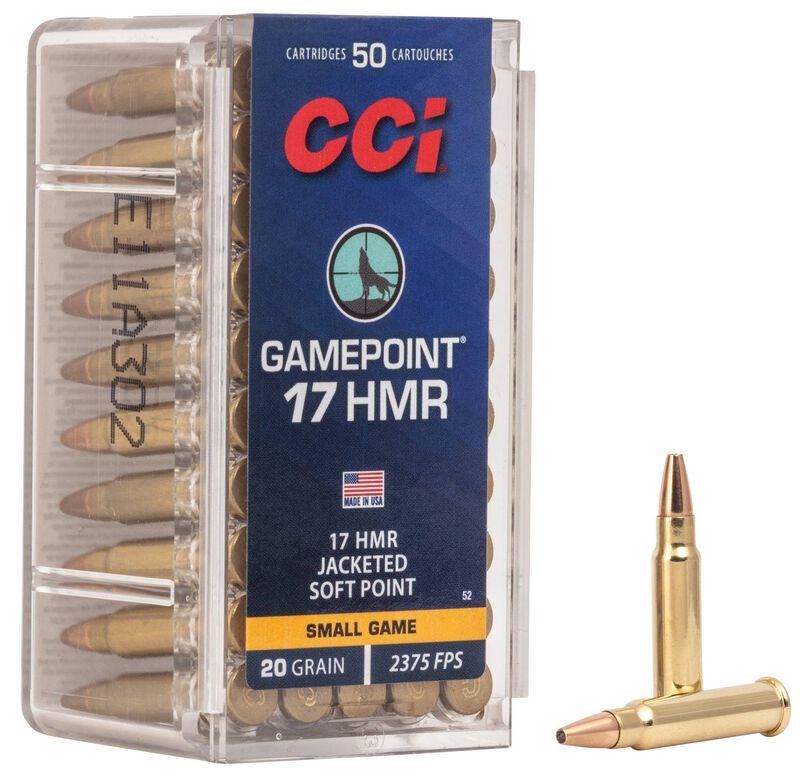 CCI 17 HMR Gamepoint 20 Grain Jacketed Soft Point (50 Rounds)