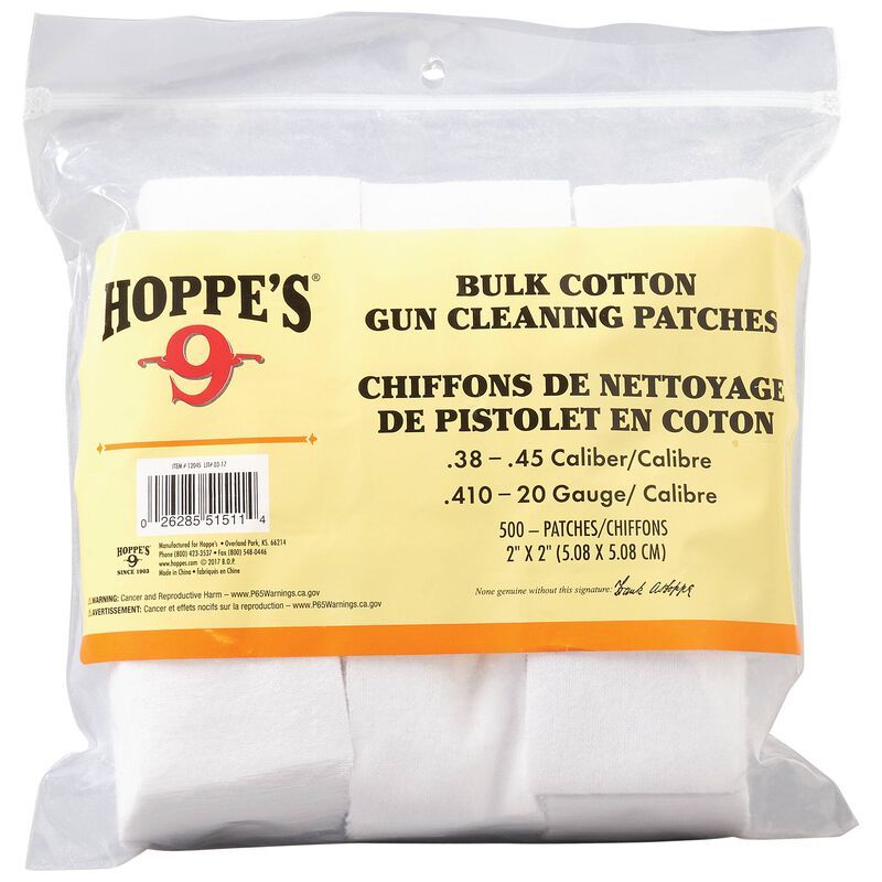 Hoppe&#39;s Cleaning Patches .22 - .270 Caliber (500 Count)