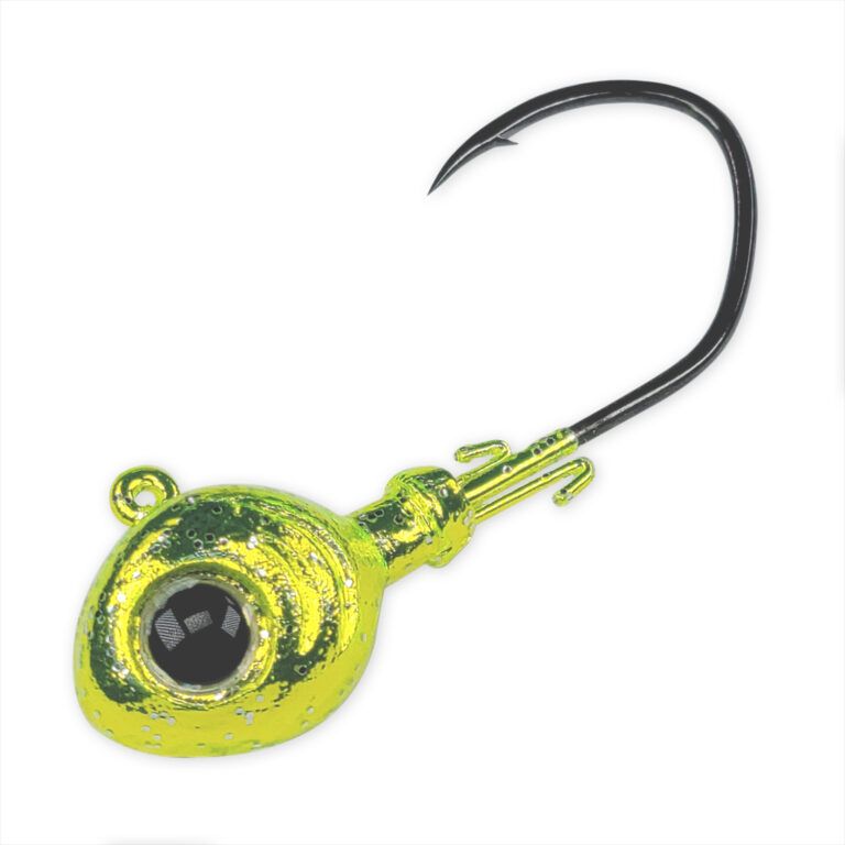 Gamakatsu Maxeye Jig Swim Head 3 Pack, Color: Chrome/Chartreuse Sparkle, Size: 3/4