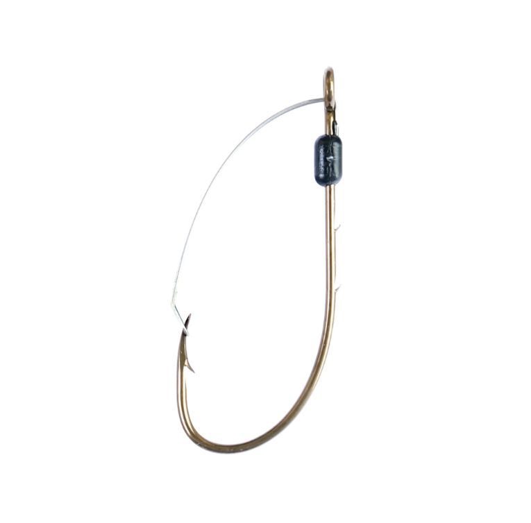 Eagle Claw 449WAH-2 Weedless Baitholder Hook, Size 2, Forged, 2 Sliced Shank, Non-Offset, Ringed Eye, Bronze, 5 per Pack