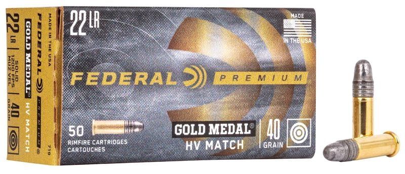 Federal Premium 22 LR 40 Grain Gold Metal HV Match (50 Rounds)