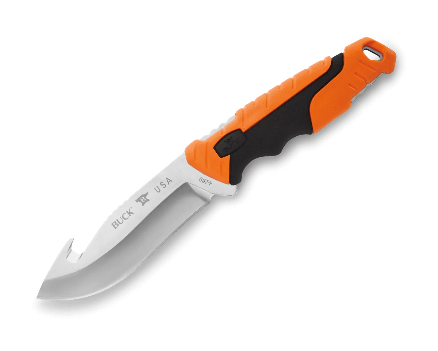 Buck Knives 657 Pursuit Pro Large Fixed Blade w/ Guthook Orange/Black Molded Handle w/ Sheath