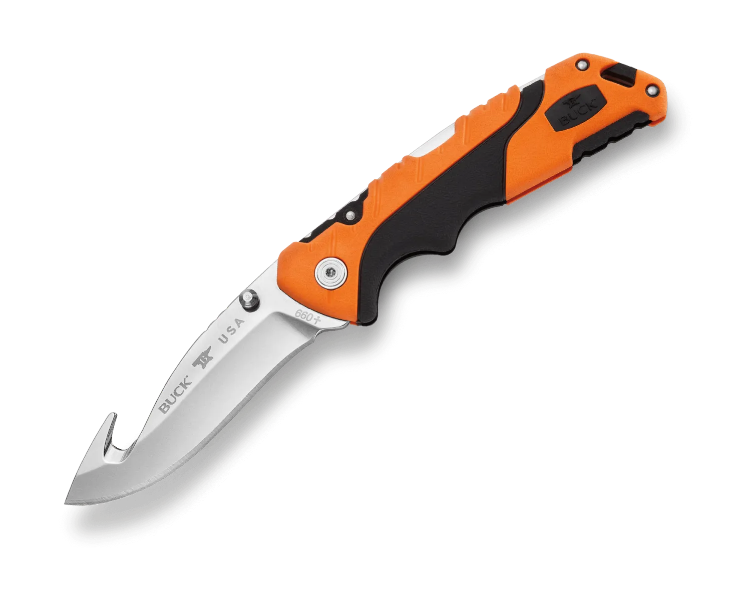 Buck Knives 660 Large Folding Pursuit w/ Guthook Orange/Black Handle Buck Knives 660 Large Folding Pursuit w/ Guthook Orange/Black Handle