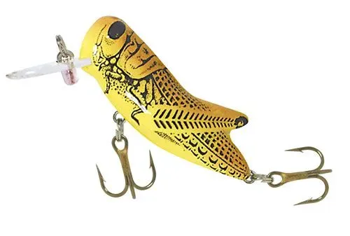 Rebel F7396 Crickhopper Topwater/Crankbait Lure, 1 1/2" 3/32 oz, Yellow Grasshopper, Floating