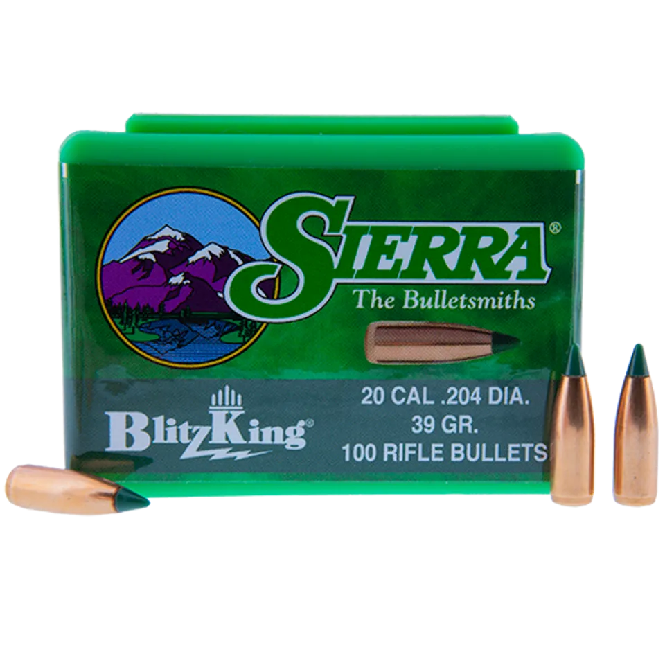 Sierra 20 Cal .204" Dia 39 Grain Blitzking Projectiles
