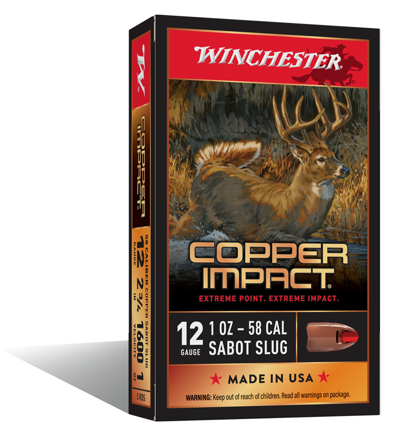 Winchester Copper Impact 12 Gauge 2 3/4&quot; 58 Cal Sabot Slug Lead Free (5 Rounds)