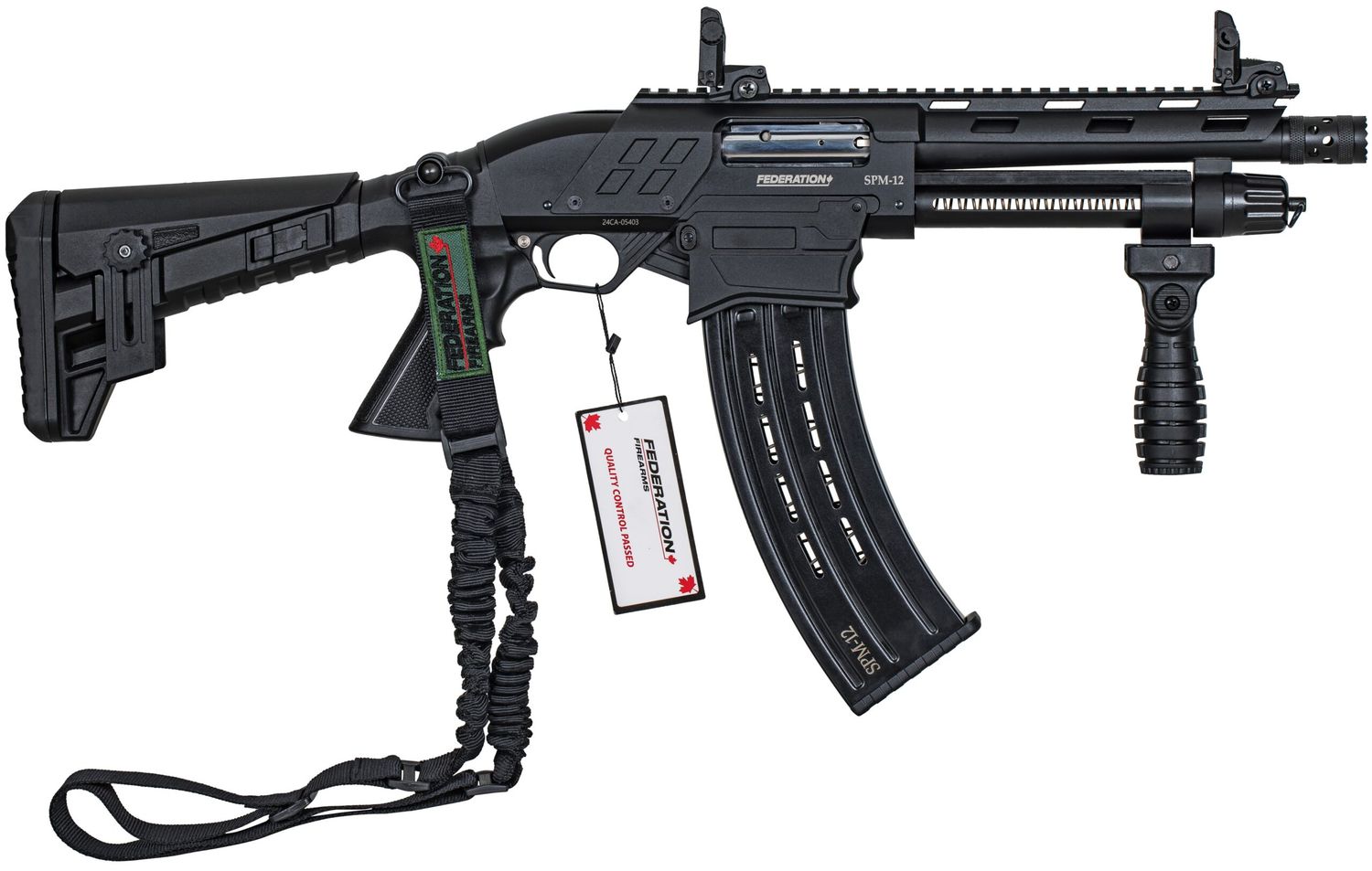 Federation SPM12 Shorty 12 Gauge 3" 9" Barrel Adjustable Stock Black Magazine Fed Pump Action Shotgun