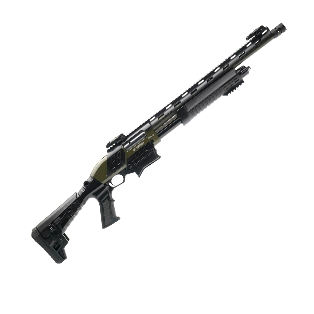 Federation Firearms SPM-12 12 Gauge 3 Federation Firearms SPM-12 12 Gauge 3" 18.7" Barrel Adjustable Stock OD Green Magazine Fed Pump Action Shotgun