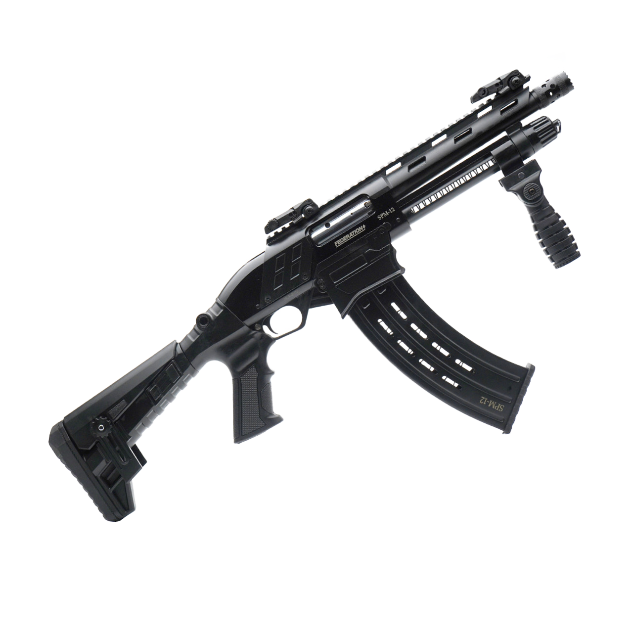 Federation SPM12 Shorty 12 Gauge 3 Federation SPM12 Shorty 12 Gauge 3" 9" Barrel Adjustable Stock Black Magazine Fed Pump Action Shotgun