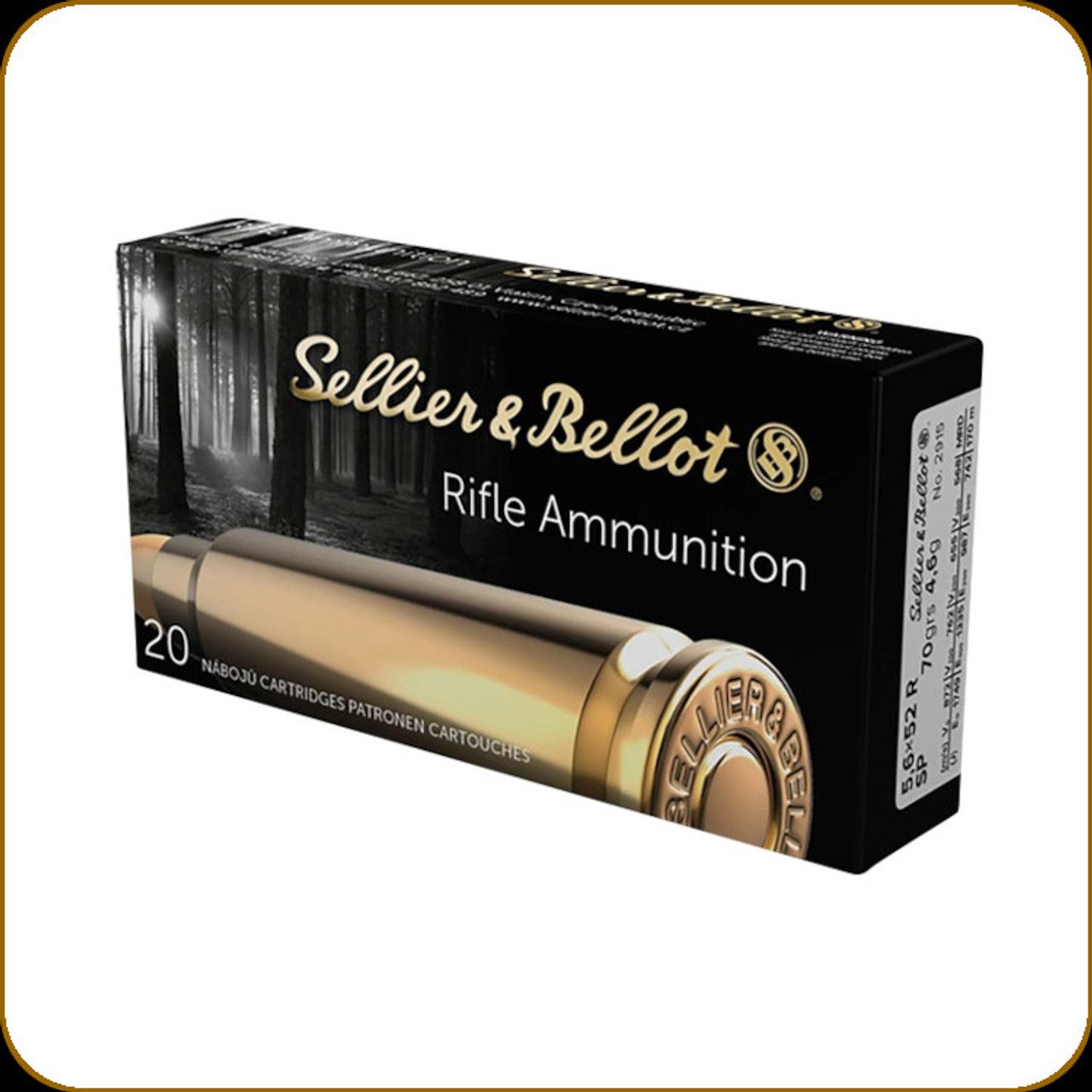 Sellier & Bellot 5.6x52R (22 Sav HP) 70 Grain SP (20 Rounds)