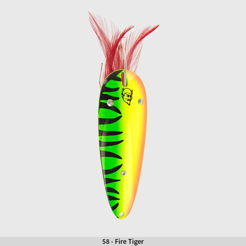 Eppinger Weedless Daredevle Spoon, Color: Fire Tiger, Size: 1oz 3-5/8"