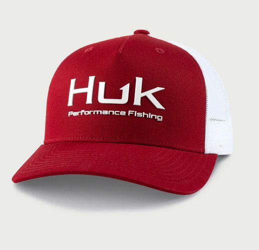 Huk Performance Fishing Trucker Hat OSFA, Color: Scarlet Blaze