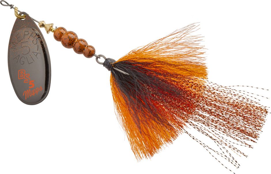 Mepps Bronze Slammer In-Line Spinner #5, 1/2oz, Color: Black Fire Craw