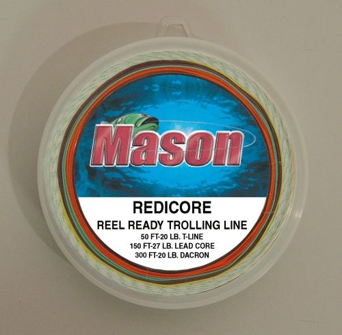 Mason RC-300-27 Redicore Reel Ready Trolling Line, 300'/20lb Dacron Backing, 300'/27lb Lead Core Line, 50'/20lb T Line Mono Leader Mason RC-300-27 Redicore Reel Ready Trolling Line, 300'/20lb Dacron Backing, 300'/27lb Lead Core Line, 50'/20lb T Line Mono Leader