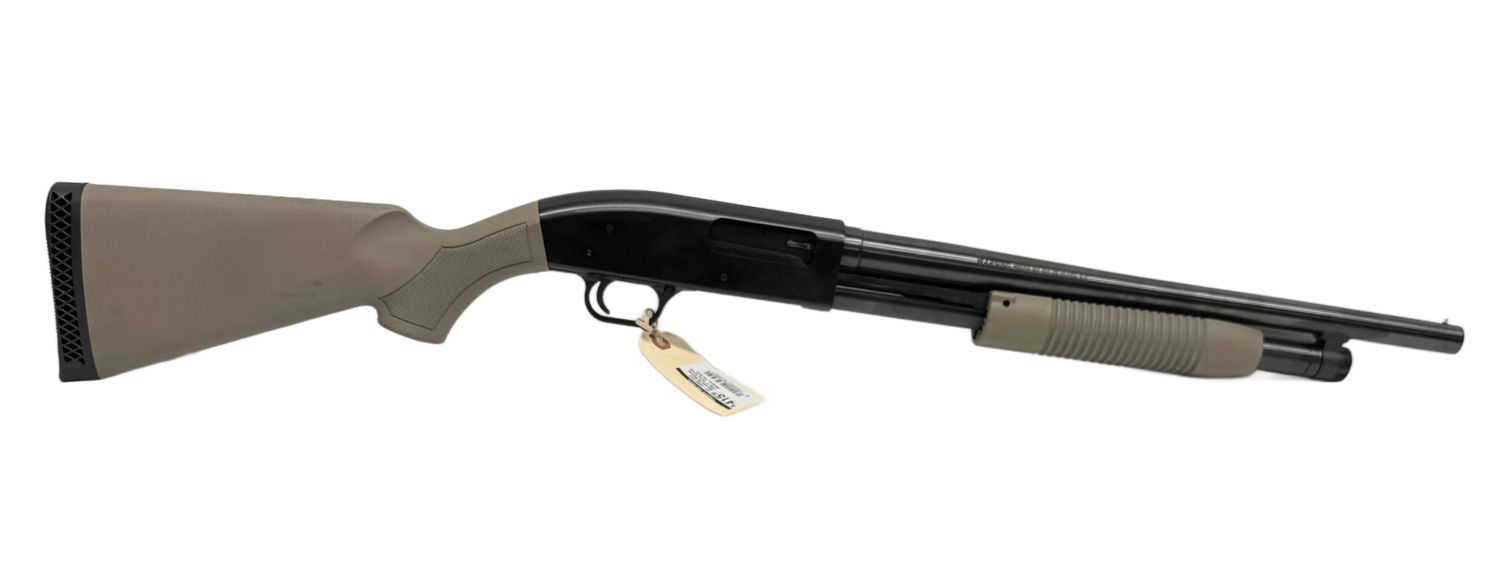 UG-20895 Used Maverick 88 Security 12Ga 3" Pump Action Shotgun, Flat Dark Earth Finish, Fixed Cyl Bore Choke, 18" Barrel, Includes Tube Magazine Plug For Hunting, 5 Rounds Fired - Absolutley Mint Cond