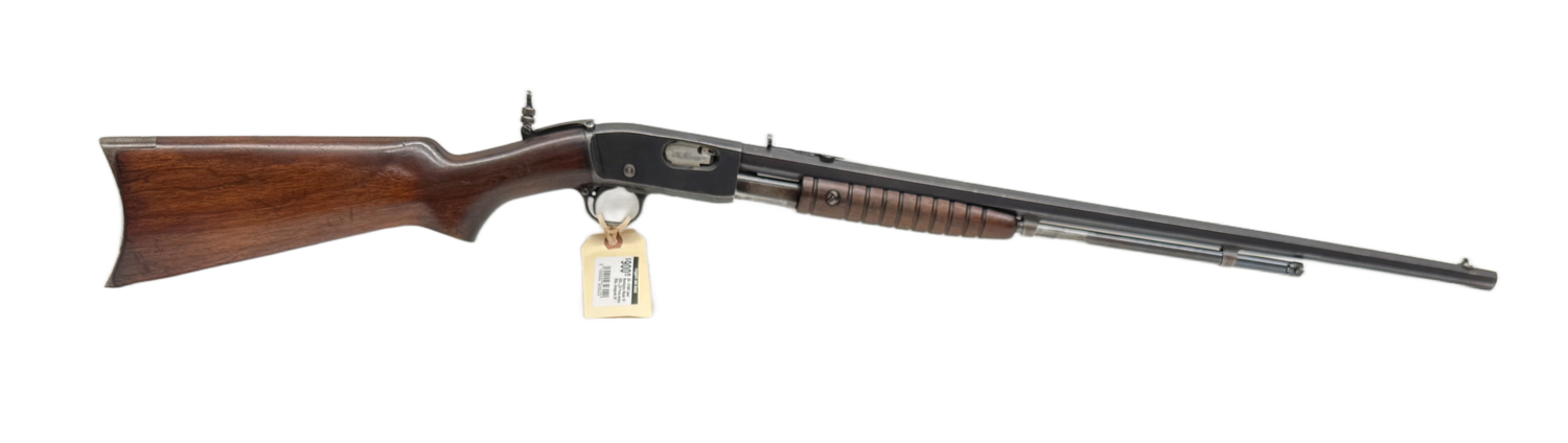 UG-21009 Used Remington Model 12 22S,L,LR Pump Action Rifle, Octagonal 24" Barrel, Lyman Tang Peep Sight W/ Marble Buckhorn Front Sight, Crescent Metal Butt Plate, 1930 Takedown Edition - Excellent Co