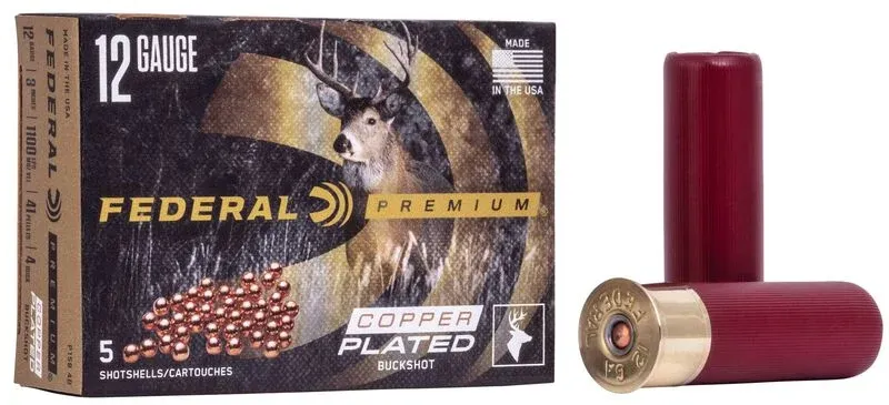 Federal Premium 12 Gauge 3 Federal Premium 12 Gauge 3" 41 Pellet #4 Buck Copper Plated Buckshot (5 Rounds)