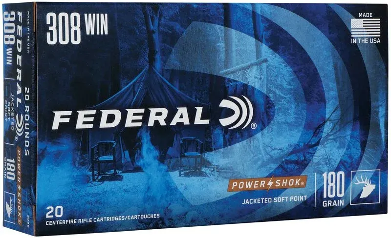 Federal Power-Shok 308 Win Jacketed Soft Point 180 Grain (20 Rounds)