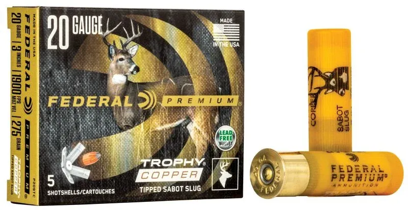 Federal Premium Vital-Shok 20 Gauge Trophy Copper Sabot Slugs 275 Grain (5 Rounds) 3"