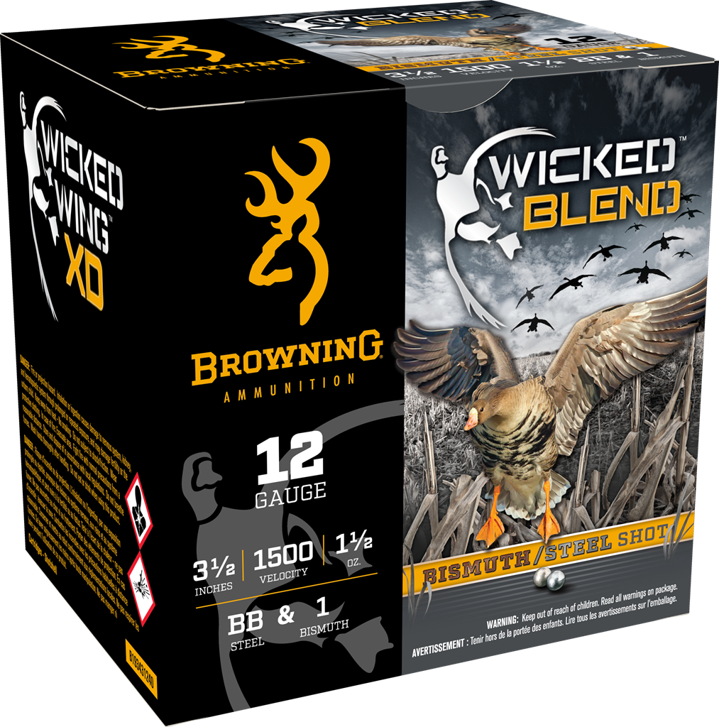 Browning Wicked Blend 12 Gauge 3.5" 1.5 oz #BB & #1 Steel Bismuth (25 Rounds)