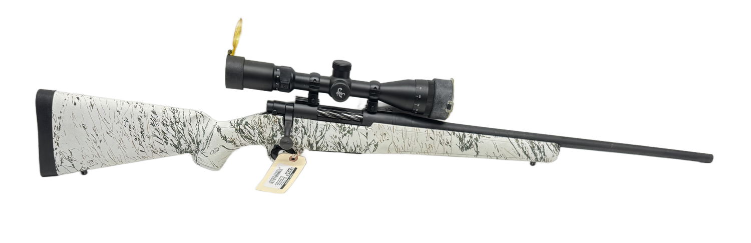 UG-21138 Used Mossberg Patriot 22-250Rem Bolt Action Rifle W/ 22 UG-21138 Used Mossberg Patriot 22-250Rem Bolt Action Rifle W/ 22" Barrel, Snow Camo, Fluted Bolt and Barrel. Includes Scorpion Scope 4-12x44