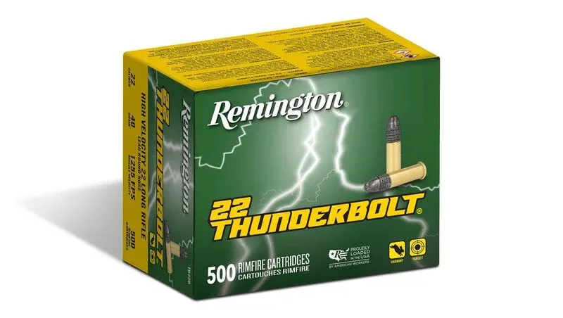 Remington 22 LR Thunderbolt High Velocity 40 Grain Round Nose 500 Cartridges Loose Remington 22 LR Thunderbolt High Velocity 40 Grain Round Nose 500 Cartridges Loose
