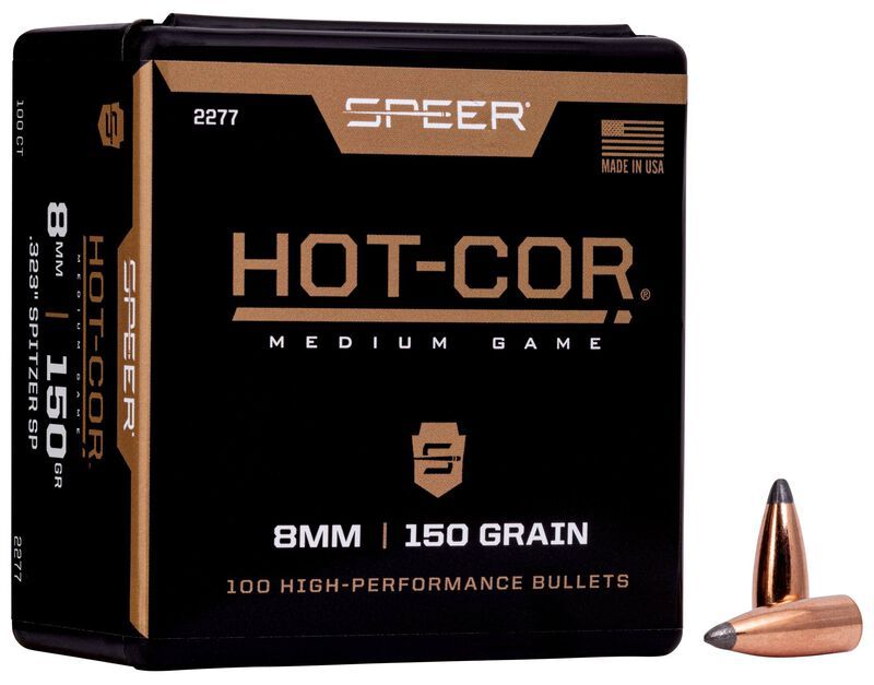 Speer Bullets Hot-Cor 8mm 150 Grain .323" Spitzer SP (100 Count)