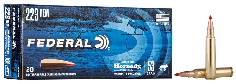 Federal Varmint & Predator 223 Rem 53 Grain V-Max (20 Rounds)