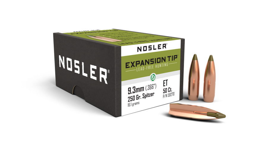 Nosler Expansion Tip 9.3mm Caliber .366 Nosler Expansion Tip 9.3mm Caliber .366" Spitzer 250 Grain (50 Count)
