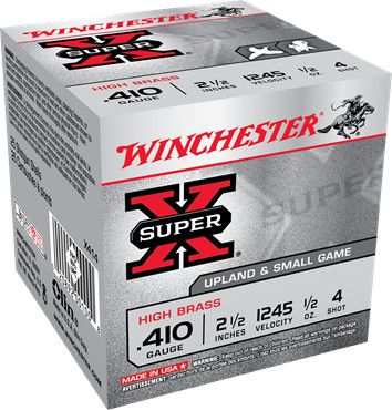 Winchester Super X 410 Gauge, 2 1/2, #4 Shot, High Brass (25 Rounds)