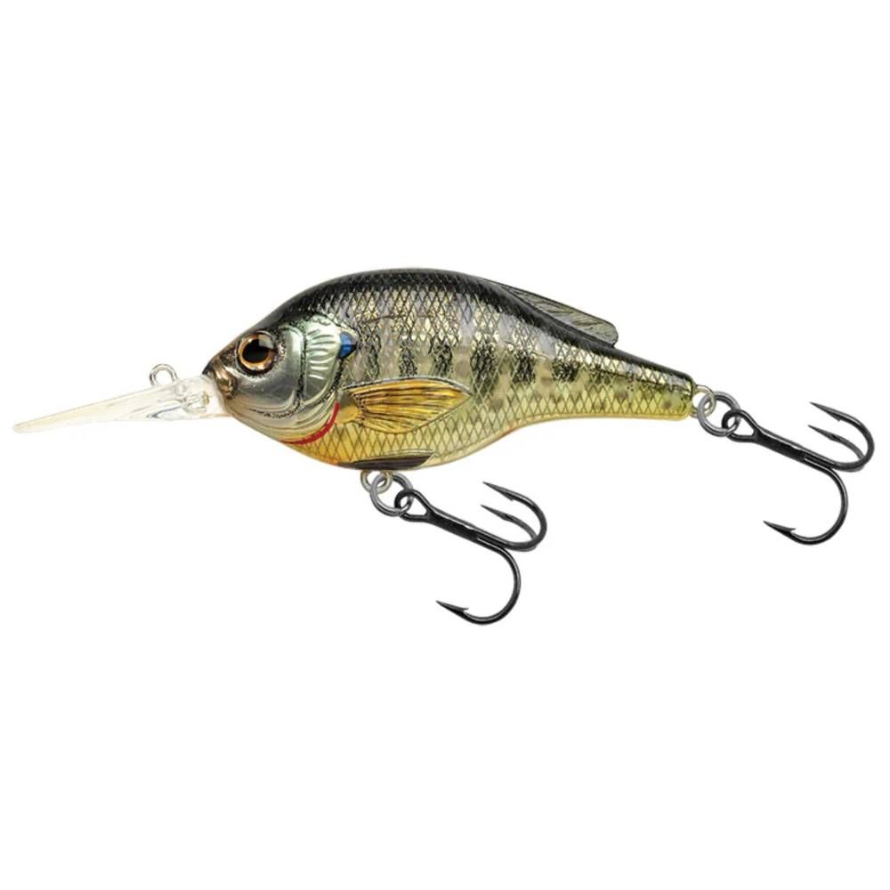 LiveTarget BG57M102 Sunfish Bluegill Medium Dive Flat-Side Crankbait, 5'-6', 2 1/4", #6 Hooks, 1/4 oz, Metallic/Gloss, Floating