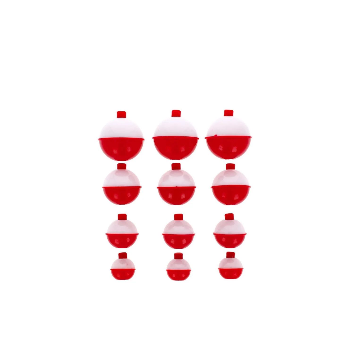 Eagle Claw Round Snap-On Plastic Floats, Red/ White Assorted Sizes, 12Pk