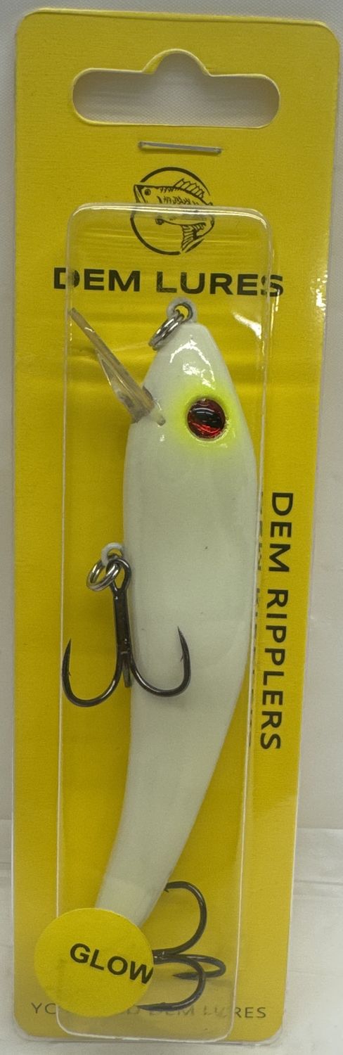 Dem Lures Hard Bait Ripplers Glow, Color: Snow White