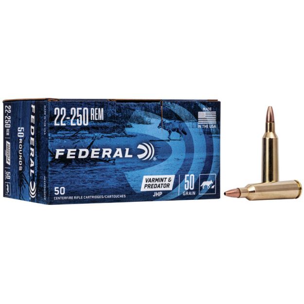 Federal Varmint and Predator .22-250 Rem Jacketed Hollow Point 50 Grain (50 Rounds)