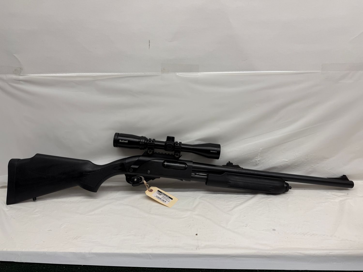 UG-21312 Used Remington 870 12Ga 3" Pump Action Shotgun w/ Fully Rifled 24" Barrel, Raised Cheek Piece. Includes Bushnell Banner 3-9x40 W/ Millet Saddle Mount - Excellent Condition!