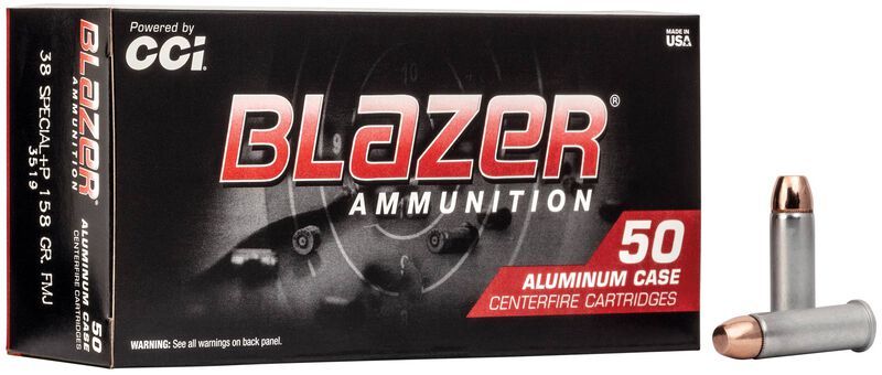 CCI - Blazer Aluminum, 38 Special +P, 158 Grain, Full Metal Jacket, 850 fps - Box of 50 Rounds