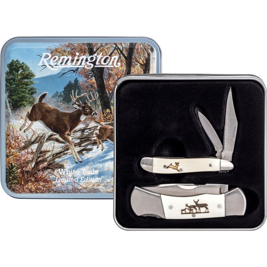 Remington - Whitetails Tin Collector Gift Set w/2 Folding Knives - 15693