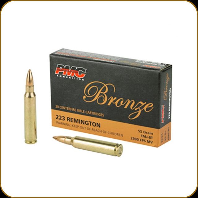 PMC - 223 Rem - 55 Gr - Bronze - Full Metal Jacket Boat Tail - 20ct - PMC223A
