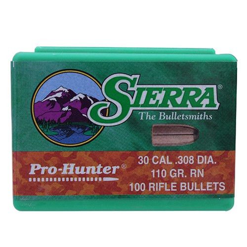 Sierra Bullets 30 Caliber / 7.62mm (.308 Sierra Bullets 30 Caliber / 7.62mm (.308") 110 Gr. Round Nose Pro-Hunter (Box of 100)