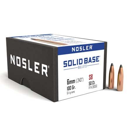 Nosler .6mm .243 Nosler .6mm .243" Diameter 100 Grain Soft Point Solid Base 50 Count