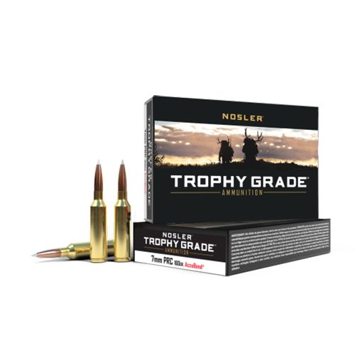 Nosler Trophy Grade Ammunition: 7mm PRC, 160 gr, AccuBond, 3031 fps, Model 61242